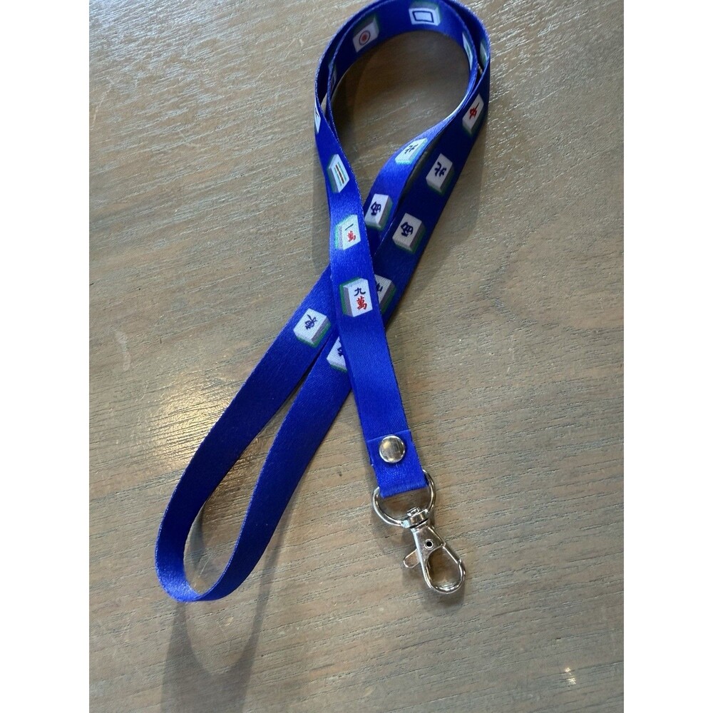 Mahjong Blue Lanyard 14” Mah Jongg Use For ID badges, Keys, Tournaments NEW